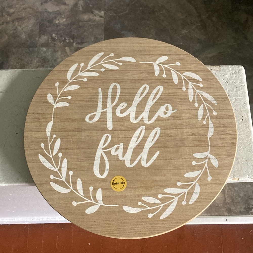 NWT- 14” Farmhouse Chic- Hello Fall 🍂 Decorative Wooden Lazy Susan Turntable
